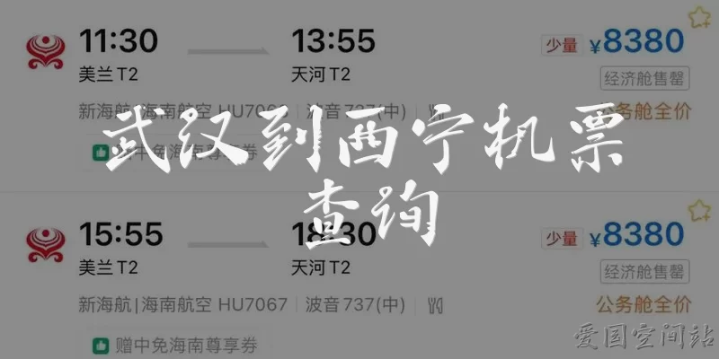 武汉到西宁机票查询